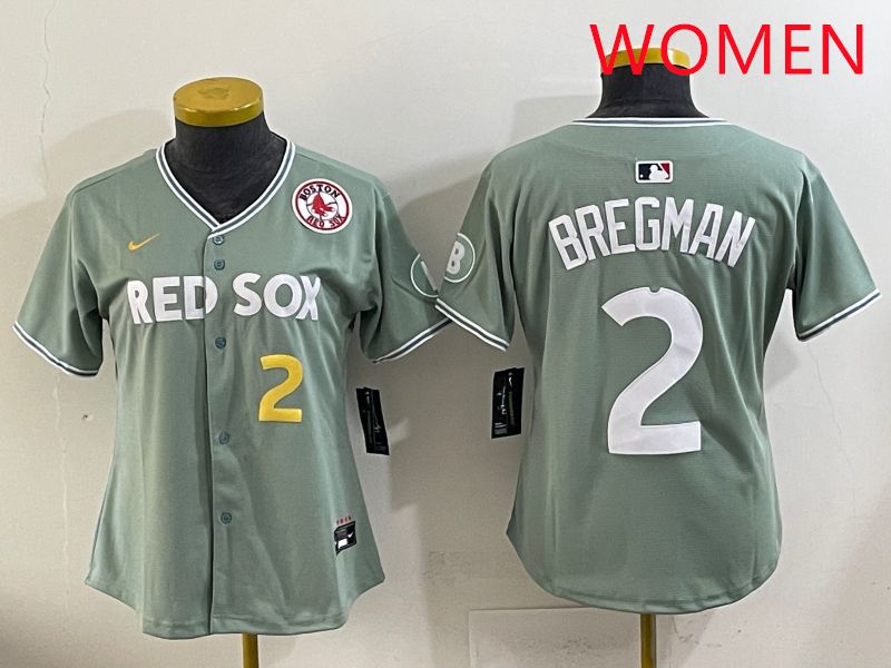 Women 2025 Boston Red Sox #2 Bregman Green Joint Name Nike MLB Jersey style 6